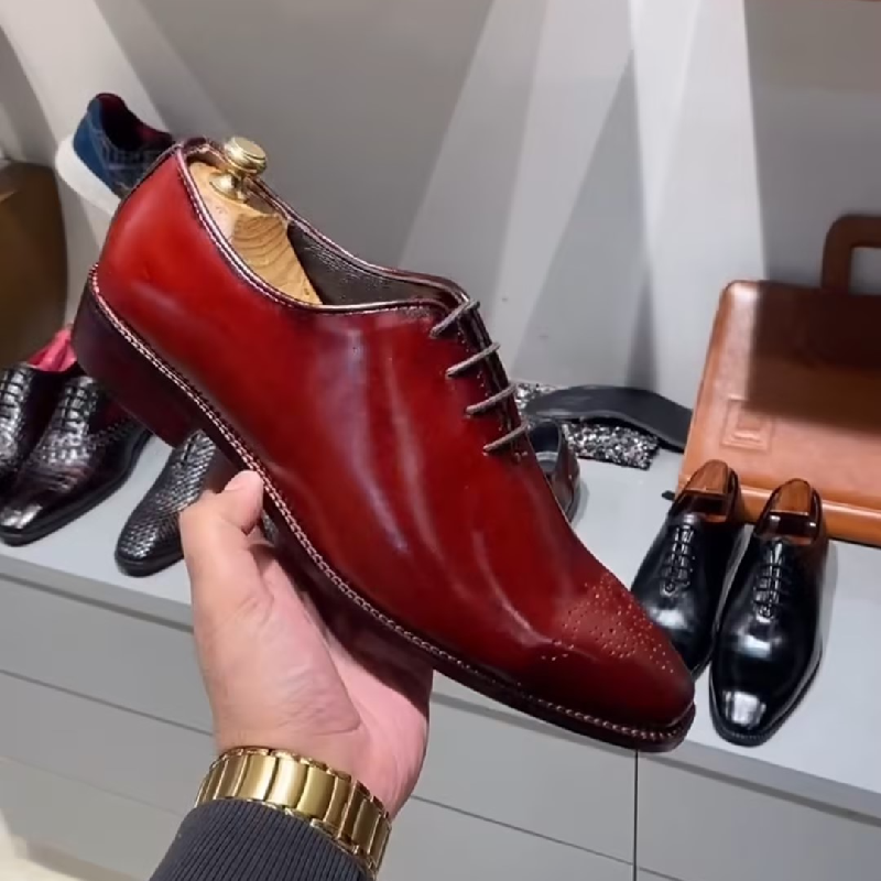 Handcrafted Luxury Burgundy Derby