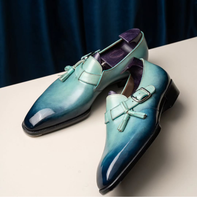 Calfskin Monk Shoes Sky Blue