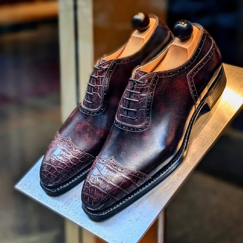 Handmade Crocodile Leather Oxford Dress Shoes