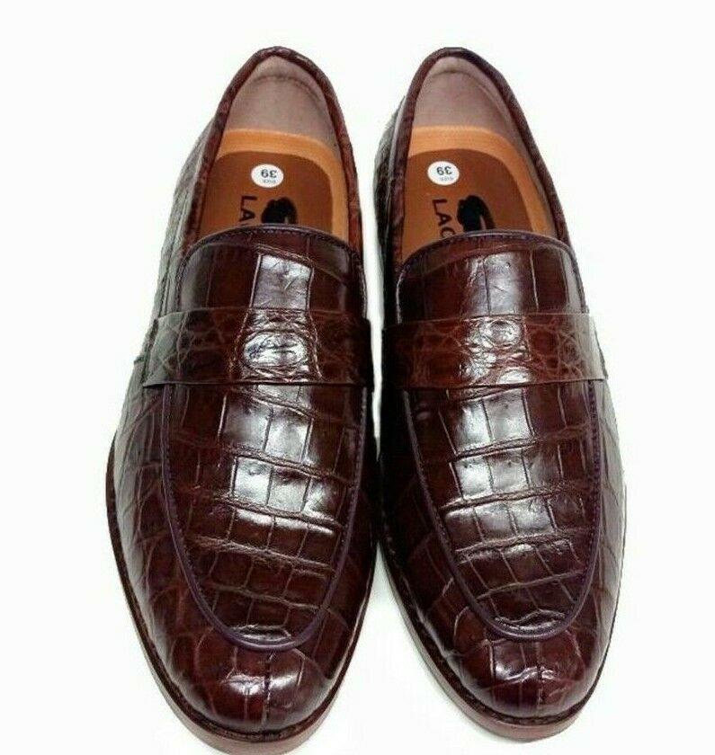 Men's Shoes Genuine Crocodile Alligator Skin Leather Handmade | Brown