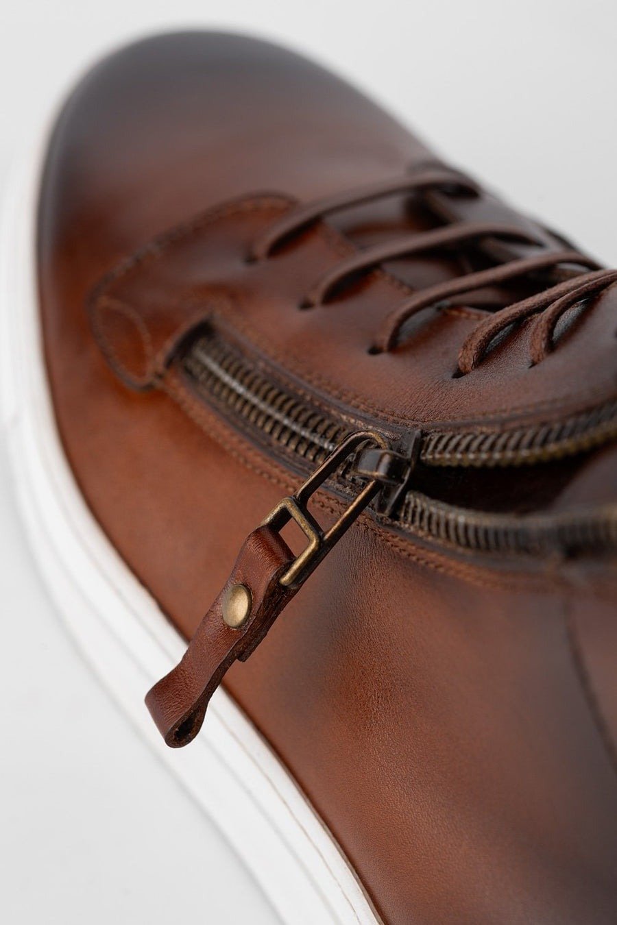 SOHO cocoa-brown patina high sneakers