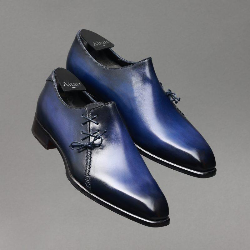 Lateral Lace-up Oxford shoe the Lucas, Night Blue
