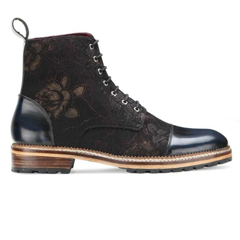 Jose Printed Laceup Boots - Black Blue