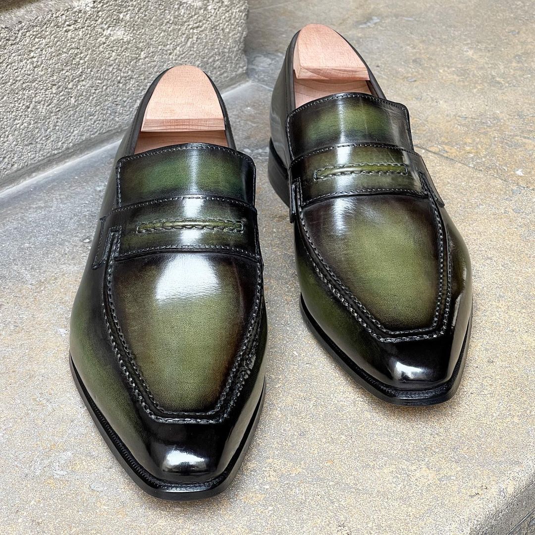 Lincoln Loafer with our Pistaccio signature patina