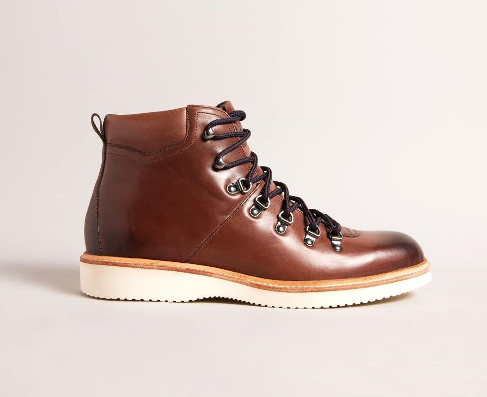 TED BAKER Liykere Men's Brown Leather Round Toe Hiker Boots