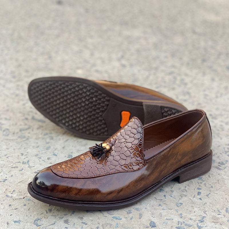 The Brown Textured Shoes
