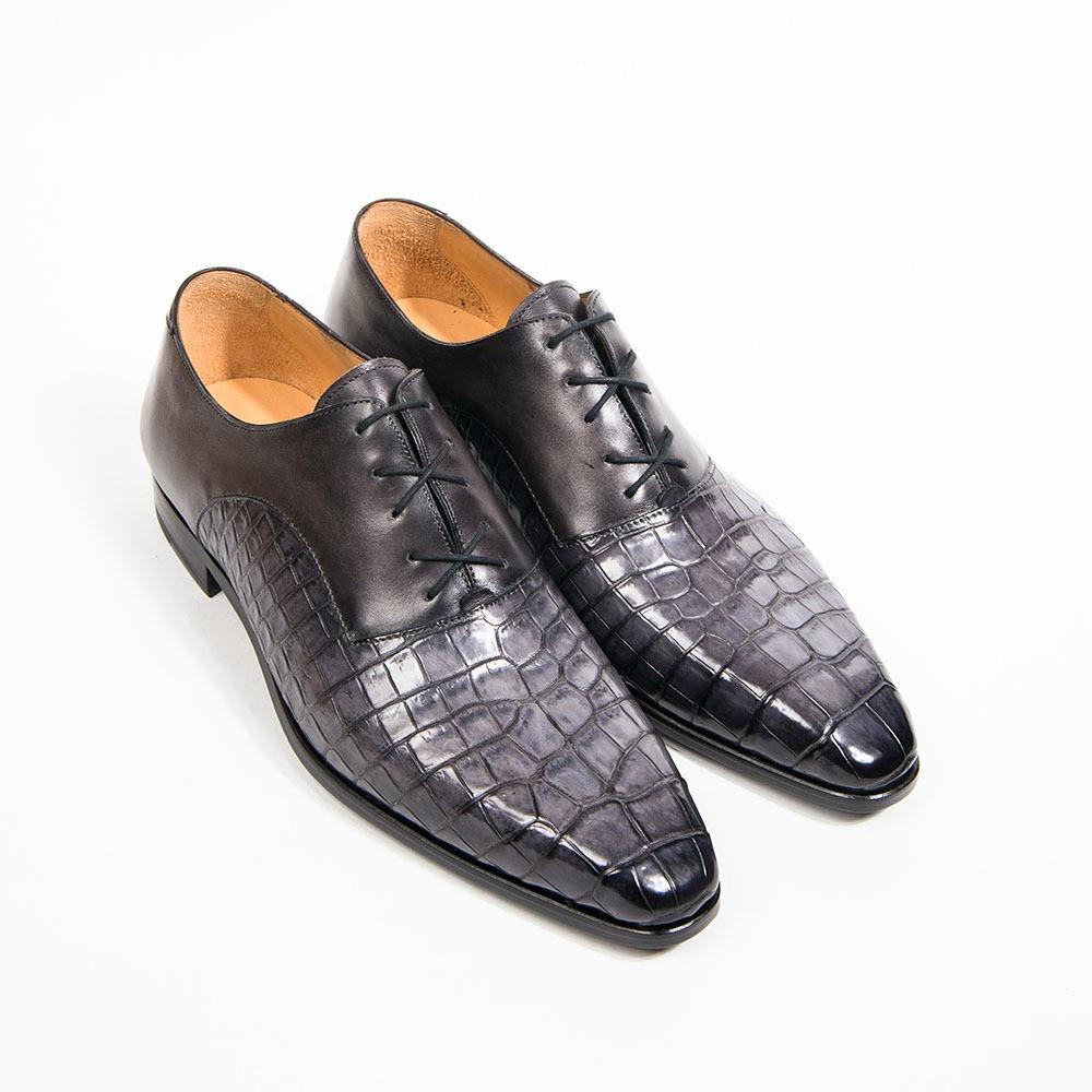 Saddle bi-material Oxford shoe