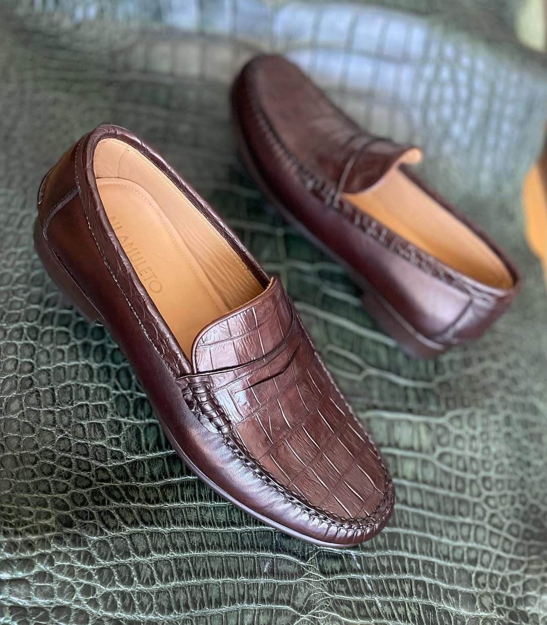 Penny Loafer In Crocodile Leather