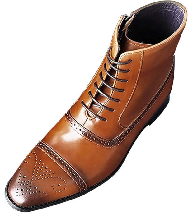 Men Round Toe Leather Short Boots