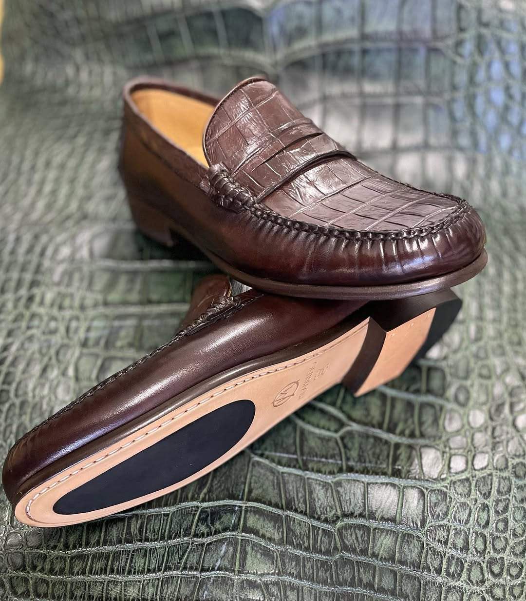 Penny Loafer In Crocodile Leather