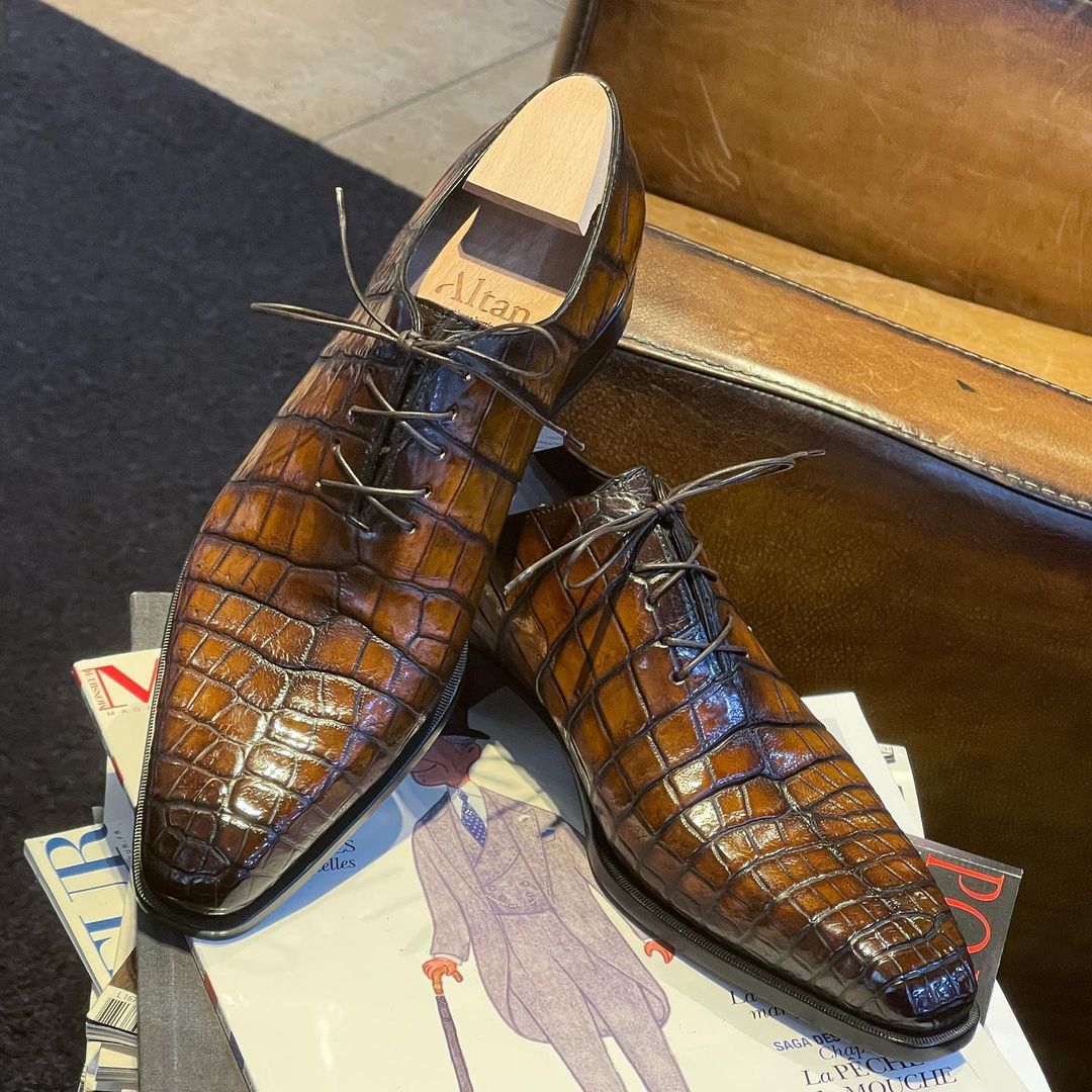 Saddle Crocodile Oxford shoe