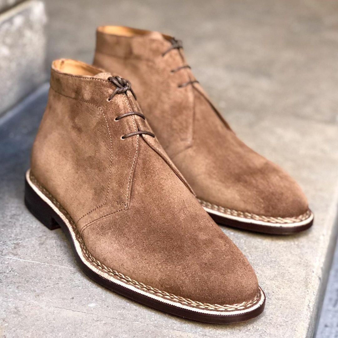 Ultimate Desert Boots - Norwegian Welted - Medium Camel Suede Leather
