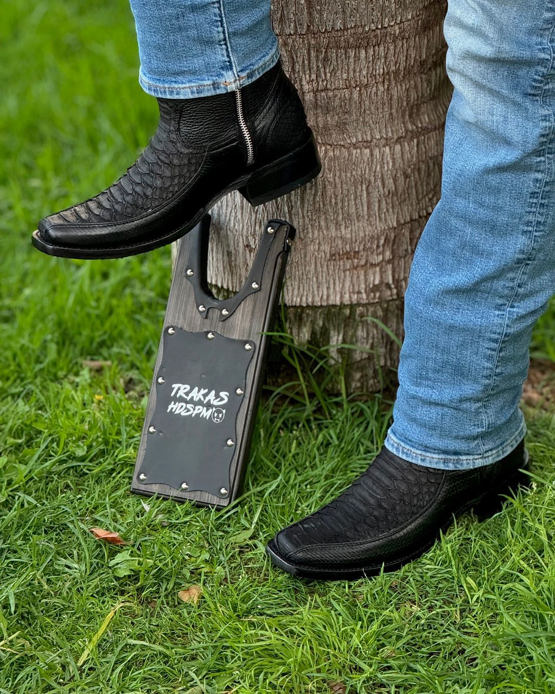 Black Python Snake Skin Men's Boots