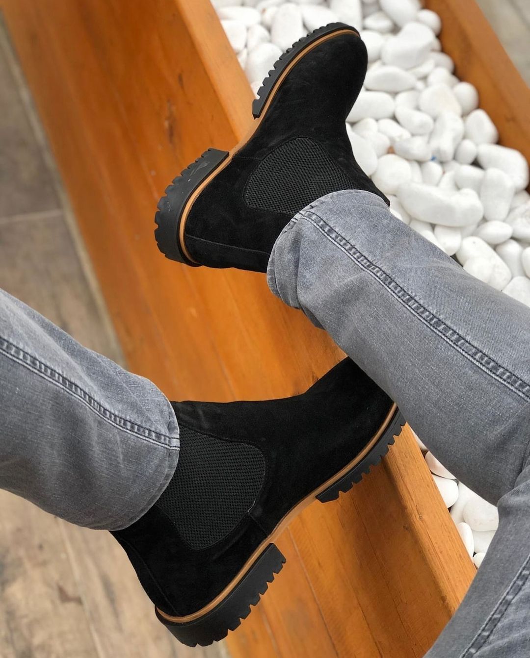 Black Ankle Classic Slip on Boots for Men
