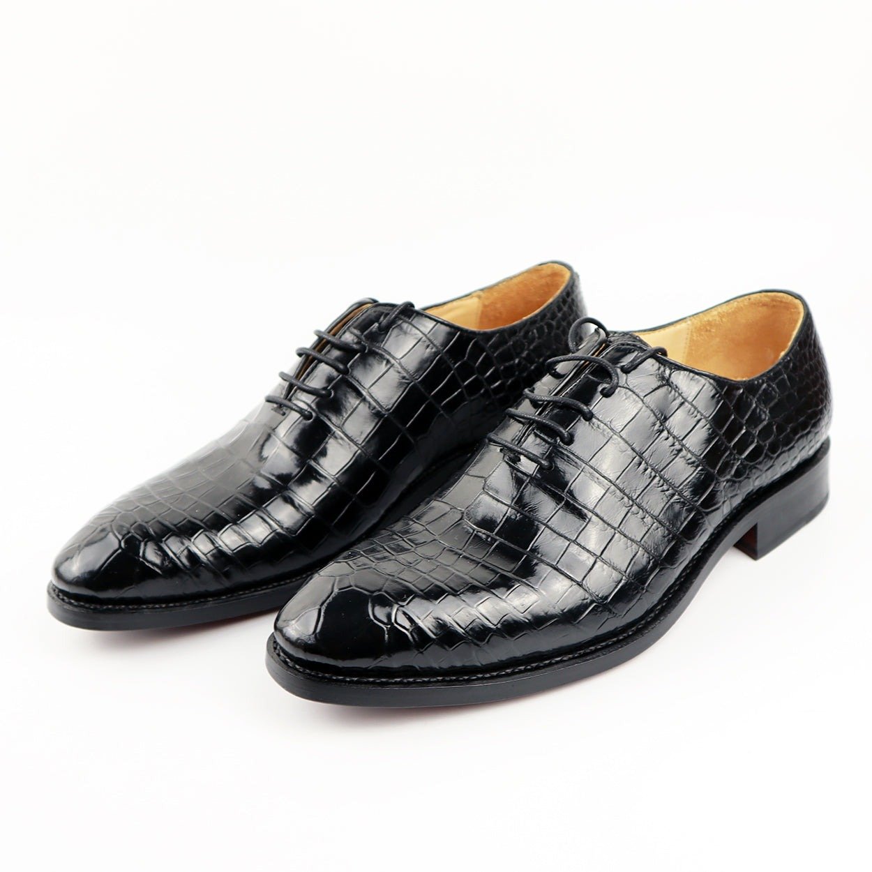 Men's Shoes Genuine Crocodile Alligator Skin Leather Handmade Black