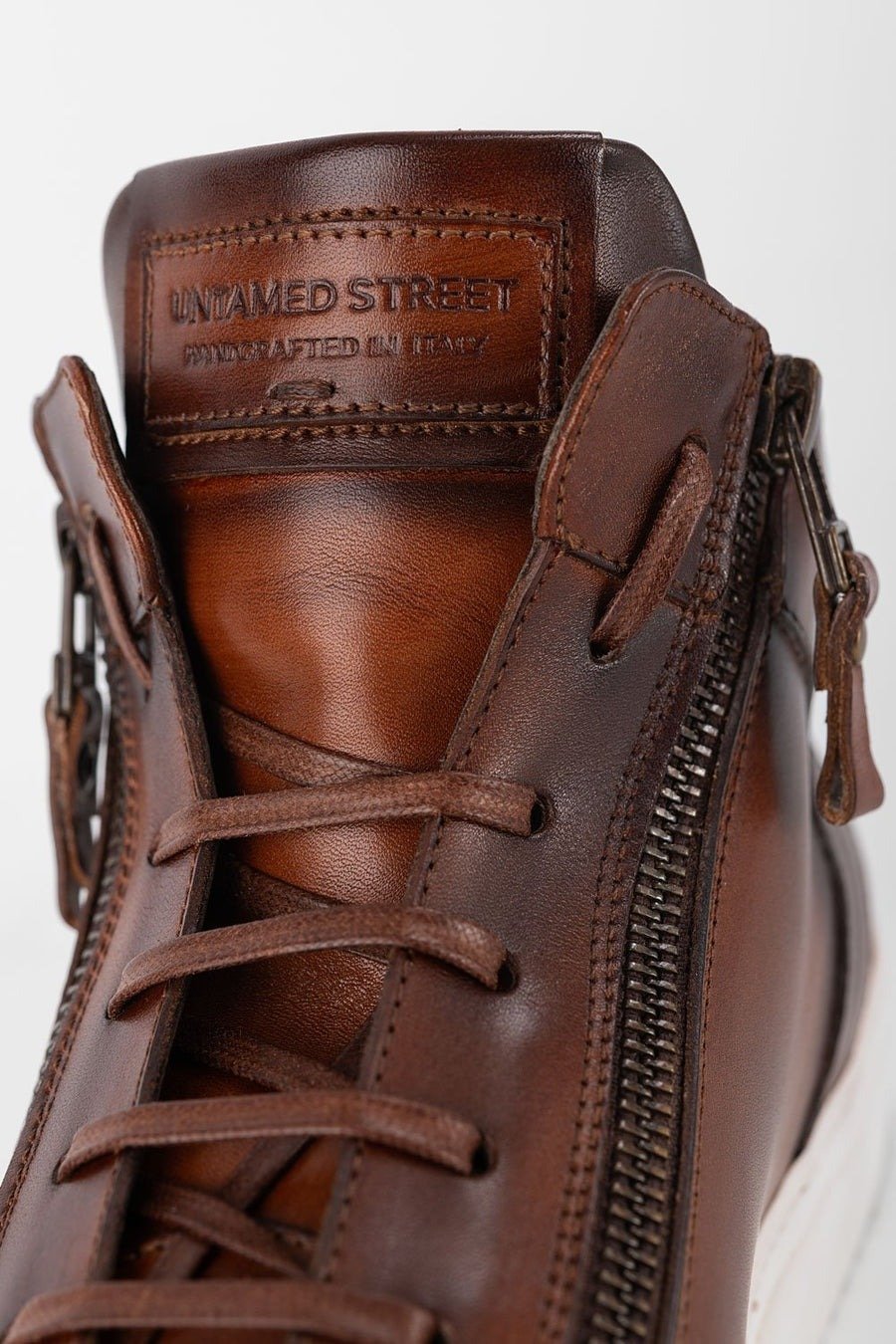 SOHO cocoa-brown patina high sneakers