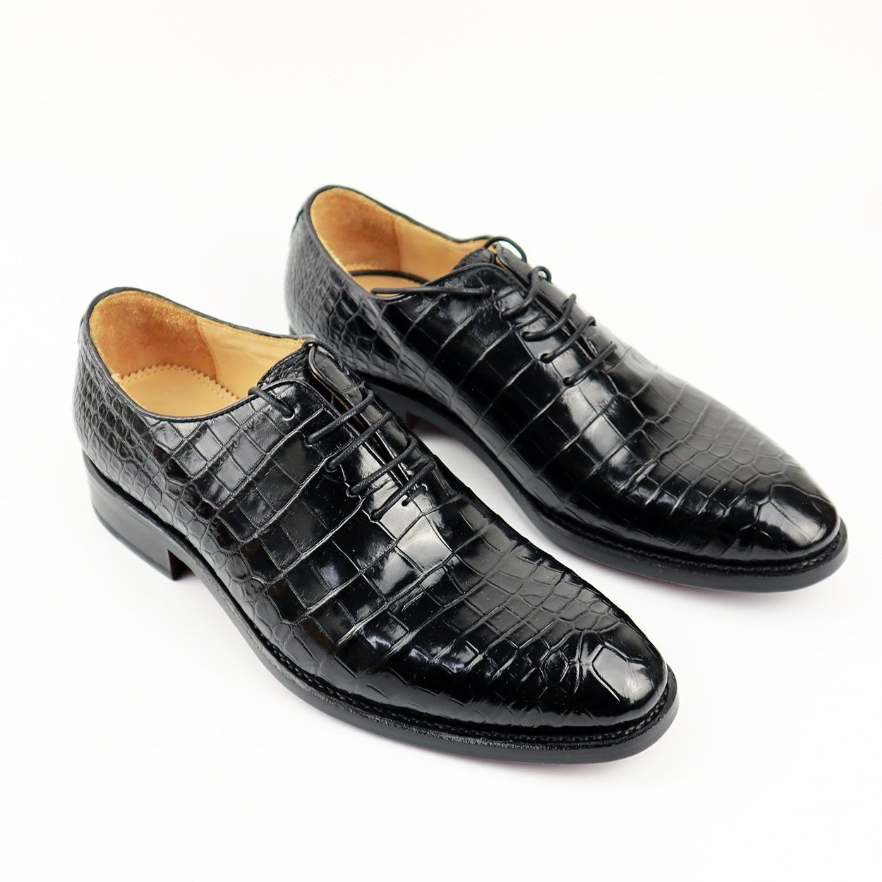 Men's Shoes Genuine Crocodile Alligator Skin Leather Handmade Black