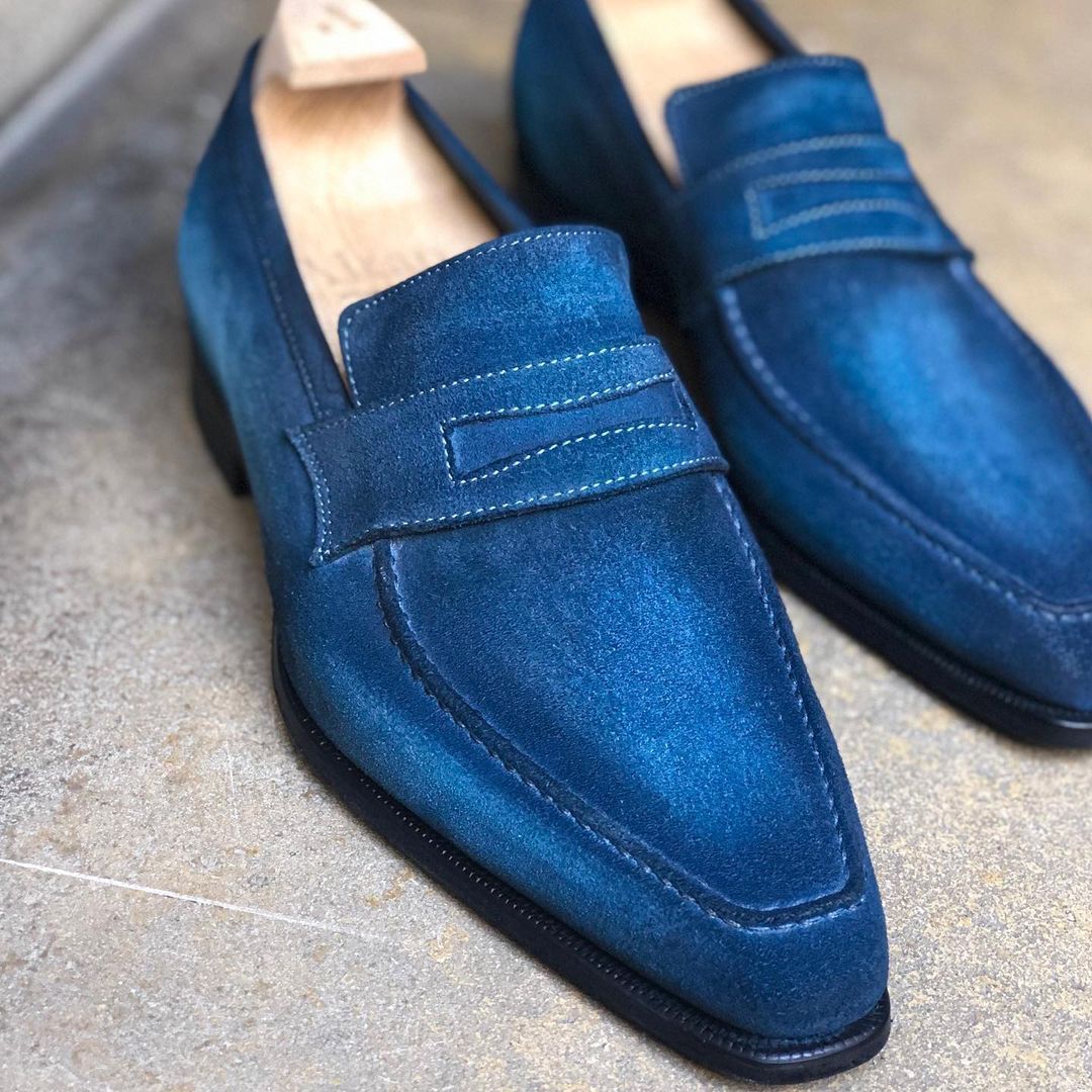 Lincoln Loafer - Ice Blue Patina on Suede