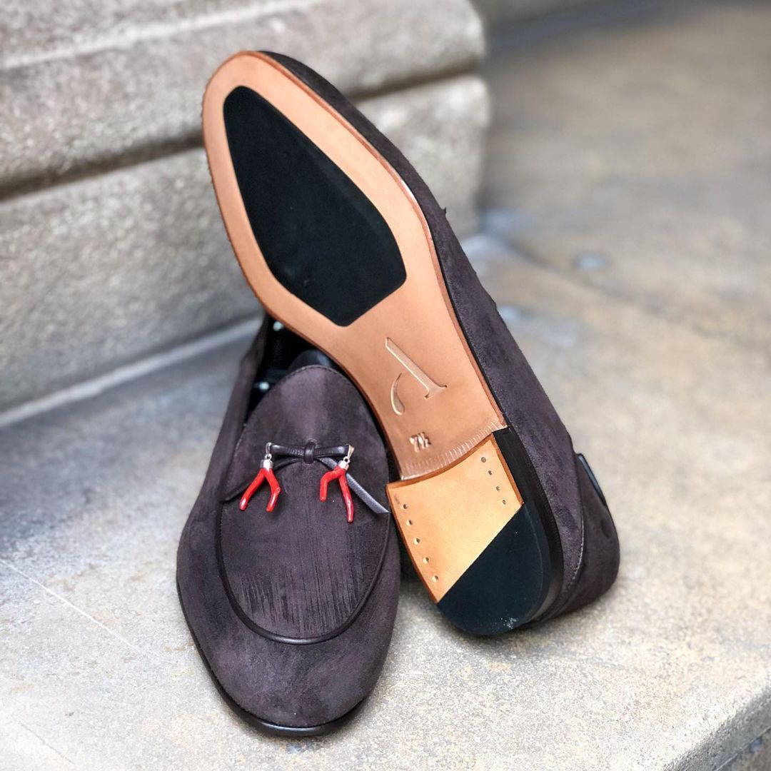 Limited Edition - Ultimate Summer Loafer - Red Sardinia Coral and Chocolate brown Cashemire Suede