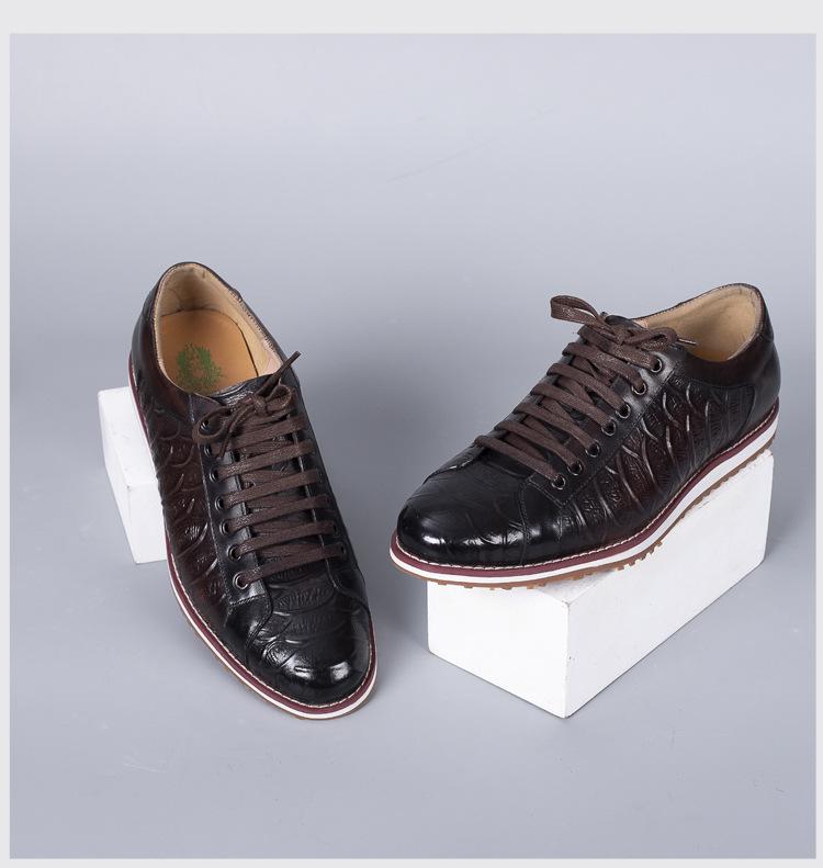 Cowhide Inner Height Increase Lace-Up Shoes