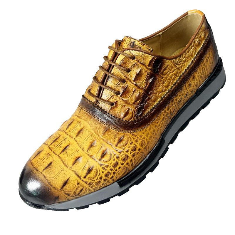 2024 New Crocodile Print Handmade Vintage Men's Shoes