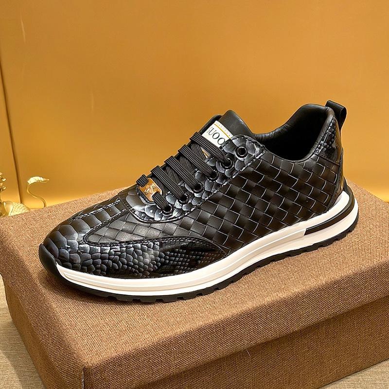Little Bee Snakescale Leather Woven Sneakers