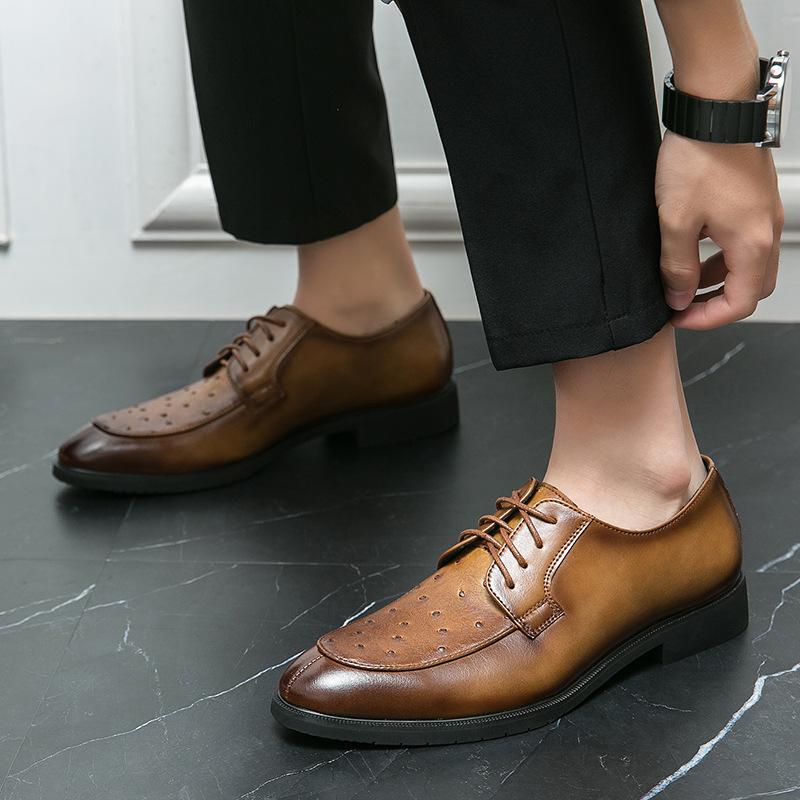 Ostrich Print Lace-Up Derby Shoes