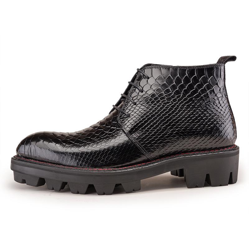Crocodile print men's mid-calf boots