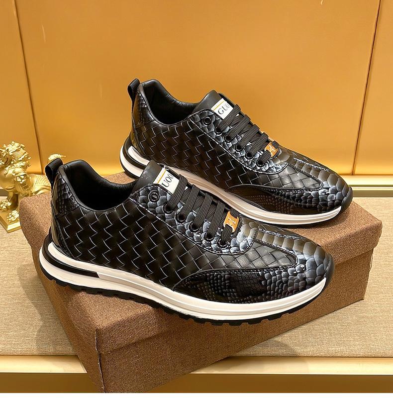 Little Bee Snakescale Leather Woven Sneakers