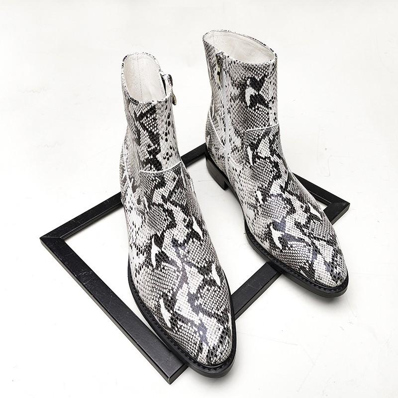 Embossed Snake Leather Boots