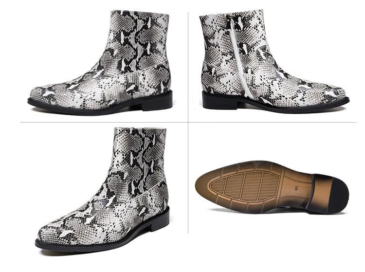 Embossed Snake Leather Boots