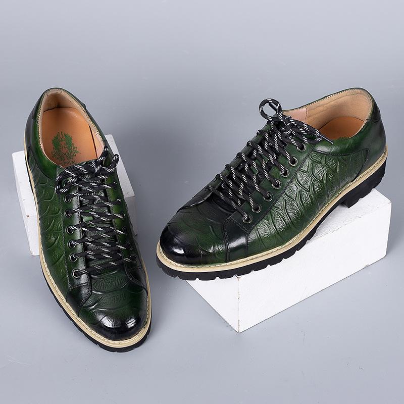 Cowhide Inner Height Increase Lace-Up Shoes