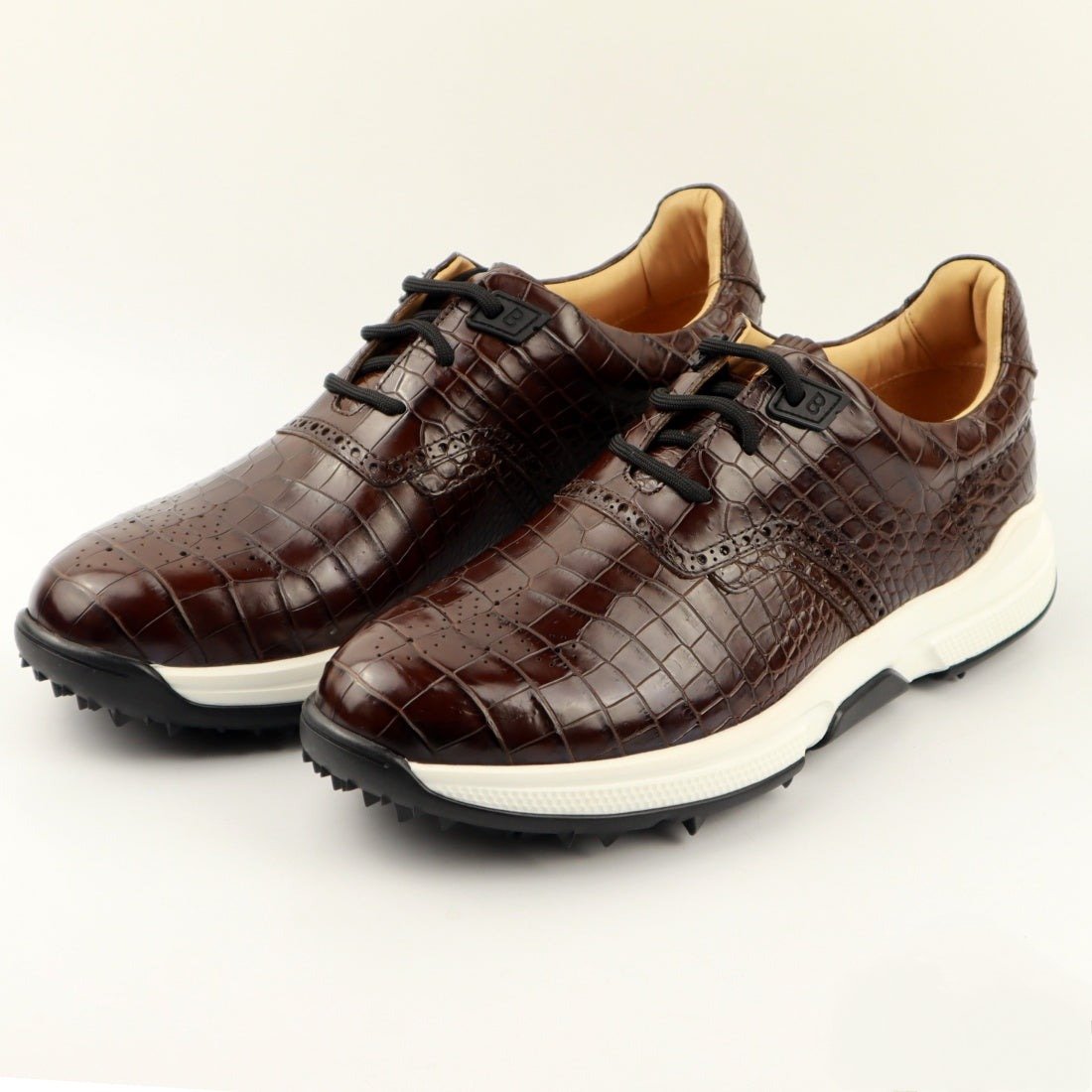 Men’s Golf Shoes Genuine Crocodile Alligator Skin Leather Handmade